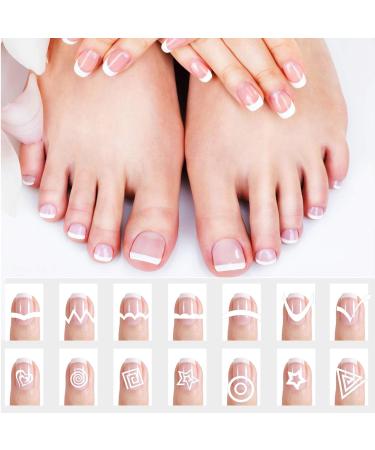 MWoot 1275 Nail Art French Stencils & Tip Stickers Set - DIY Gel Nail Design Brushes & Guides for Perfect Manicures - Buy Online on GoSupps.com