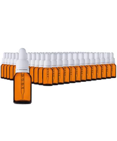 Handsunity 15ml-156Stk pipette glass bottle-amber glass pharmacy glass set with white pipette lock including 5 pieces of aids brown las bottles 15ml-156 piece White cap