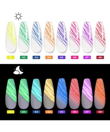 8 Colors Glowing Spider Gel with Neon Fluorescent Effect Soak-Off Uv LED Painting Gel Nail Design Gel - Buy Online on GoSupps.com