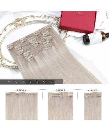 Moresoo 14 Inch White Blonde Human Hair Clip in Extensions #60A - 5 Pieces/70g - Buy Online on GoSupps.com