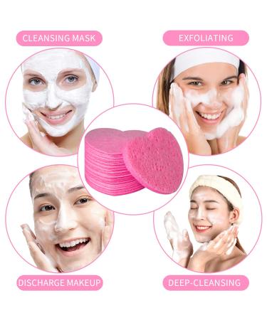Natural Cellulose Heart-Shaped Facial Sponges for Cleansing and Exfoliating - 50 Count Pink Pack - Buy Online on GoSupps.com
