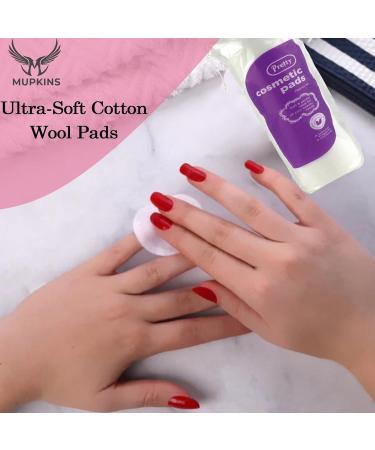 Mupkins | Pretty Pack of 3 Pure Cotton Wool Pads- Organic Cotton Pads for Makeup Cleansing Nail Varnish Polish Remover and Baby Pads. 240 Pcs (Pack of 3) - Buy Online on GoSupps.com
