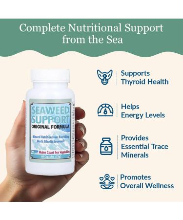 Maine Coast Sea Vegetables Seaweed Support Original Formula | Natural Source of Iodine from Seaweed | Daily Use Iodine Supplement | Organic Alaria Sea Lettuce Dulse & Bladderwrack blend | 60 Capsule - Buy Online on GoSupps.com