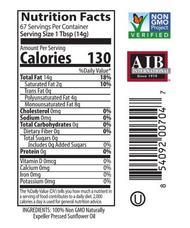 Native Harvest Non-GMO Sunflower Oil 1L - Expeller Pressed, 67.6 Fl Oz (Pack of 1) - Buy Online on GoSupps.com