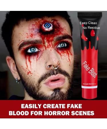 Realistic Fake Blood Cream - Washable Halloween Makeup for Costumes | Zombie Vampire Clown Cosplay - Buy Online on GoSupps.com
