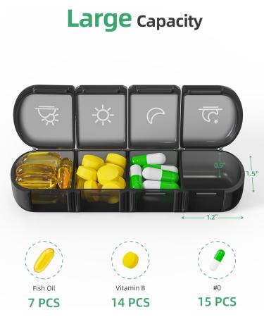 PULIV Weekly Pill Organizer - 7 Day Portable Pill Box with Stylish Bag 28 Compartments for Vitamins & Supplements - Ideal for Men - Buy Online on GoSupps.com