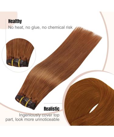 FSHINE 120g Auburn Clip-in Hair Extensions - Real Hair 7 PCs 35cm Straight Soft & Durable - Buy Online on GoSupps.com