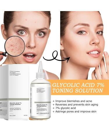 Mikabila 250ml Glycolic Acid 7% Toning Resurfacing Solution Glycolic Acid Toner Moisturize & Strengthen Skin Glycolic Sour 7% Toner Hydrating Toner Rejuvenate Moisturize & Strengthen Your Skin - Buy Online on GoSupps.com