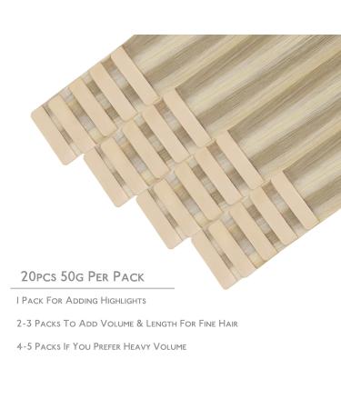 Shop If-alife 20pcs Remy Real Hair Tape Extensions - 22 Inch Ashblond & Gold Blonde | Silky Straight Invisible Skin Weft - Buy Online on GoSupps.com
