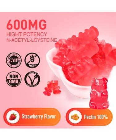 Buy NAC Gummies 600mg | N Acetyl Cysteine for Antioxidants Immune Support & Lung Health | Chewable Strawberry Flavor | 60ct International Shipping Available - Buy Online on GoSupps.com
