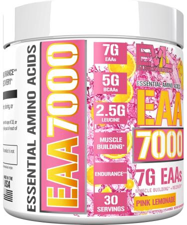 Evlution Nutrition EAA7000 - Essential Amino Acids & BCAAs for Muscle Building & Recovery - Pre & Post Workout Powder - 30 Servings - Pink Lemonade - International Shipping Available - Buy Online on GoSupps.com