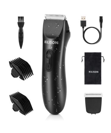 Kilison Body Trimmer for Men, Groin Hair Trimmer Mens Body Groomer, Rechargeable Cordless Waterproof Clippers Male Hygiene Razor with 2 Guide Combs 2 Blades Brand: Kilison Matte Black