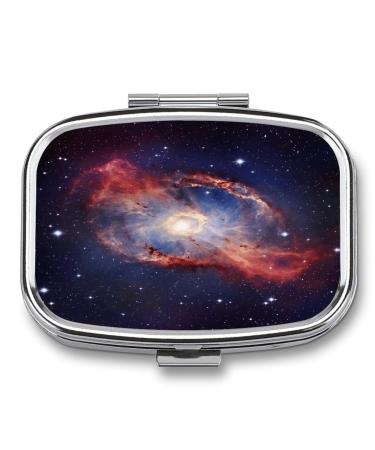 Pill Box Universe Milky Way Galaxy Print 2 Compartment Medicine Pill Case Pill Organizer Decorative Metal Portable Pill Box for Pocket Or Purse Style