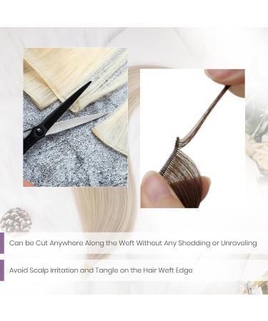 LAAVOO Virgin Brown Balayage Real Hair Extensions - 55cm Ombre Tresses for Sewing | Dark Brown & Light Brown | 25g - Buy Online on GoSupps.com