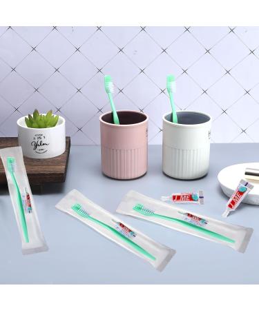 Meekoo 200 Set Disposable Toothbrush with Toothpaste - Travel Hygiene Kit for Hotels Shelters Nursing Homes | Bulk Individual Wraps (Green - Buy Online on GoSupps.com