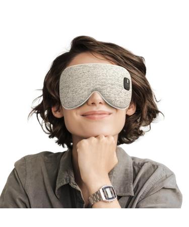 Heated Eye Mask Cordless Heat Eye Compress for Dry Eye Stye Relax Eye Strain Electric Warm Eye Mask for Airplane Sleeping for Women Blackout Eye Mask for Travel Birthday Idea for Woman/Man (Grey)
