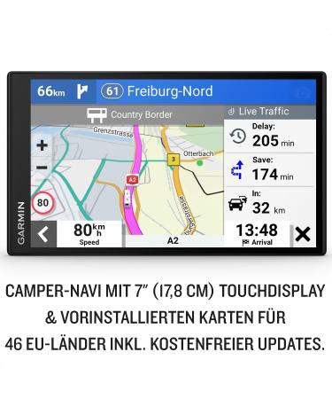 Garmin Camper Navigation Device 7 Display - 3D Maps for Europe & South Africa Real-Time Traffic Campsite Database - Black 795 MT-DEU - Buy Online on GoSupps.com