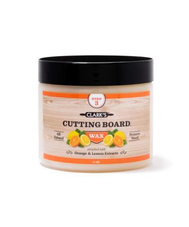 CLARK'S Cutting Board Finish Wax, Enriched with Lemon & Orange Oils ,Made with Natural Beeswax and Carnauba Wax,Butcher Block Wax, (6 ounces) 6 OZ Orange Lemon Scent