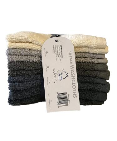 100% Cotton WashCloth( 10 Pack Size 12 x 12 Inch) Soft and Absorbent Machine Washable Four Color Assortment.Randomly Shipped.