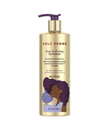 Gold Series from Pantene Sulfate-Free Deep Hydrating Co-Wash with Argan Oil for Curly, Coily Hair, 15.2 fl oz (Packaging May Vary)