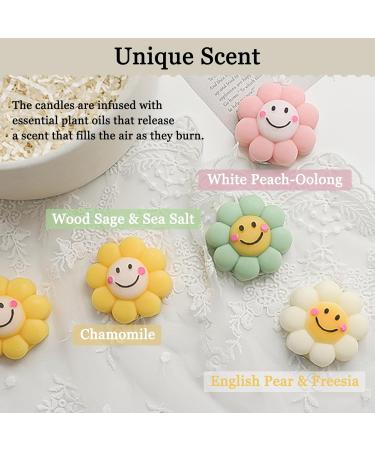 Smiley Candles - Aesthetic Soy Wax Aromatherapy Gifts for Women | Cute Flower Shaped Scented Candle - Peach Oolong Tea Room Decor (3 Inch - Buy Online on GoSupps.com