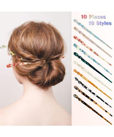 Vibrant Leopard Print Acetate Hair Sticks Set with Flannelette Bag - Hair Accessories for Women and Girls - Buy Online on GoSupps.com