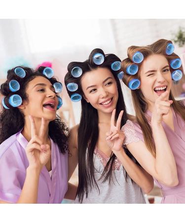 48 Pack Jumbo Self Grip Hair Rollers for Long Hair - Velcro Rollers with Clips & Comb - Blue - Buy Online on GoSupps.com