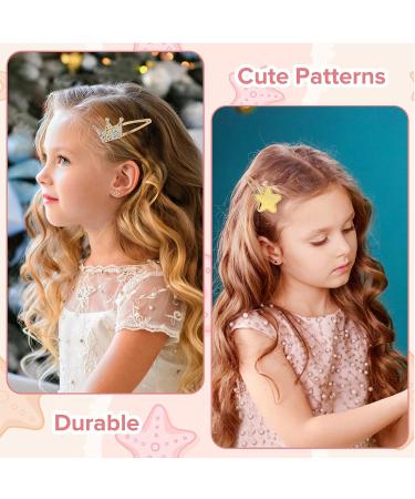 Lusofie 16Pcs Cute Snap Hair Clips for Girls - Sparkly Metal Clips in Star, Crown, Heart, and Butterfly Shapes - Sequins Hair Barrettes for Girls - Buy Online on GoSupps.com