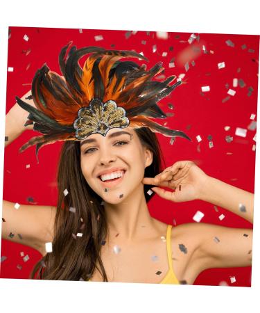 FOMIYES Halloween Headdress Pageant Headband Plume Headpiece for Adult Crown Headdress Headbands Plume Headband Costume Headwear Cocktail Party Supplies Plume Headdress Hair Band for Party 53.00X33.00X1.00CM Orange - Buy Online on GoSupps.com