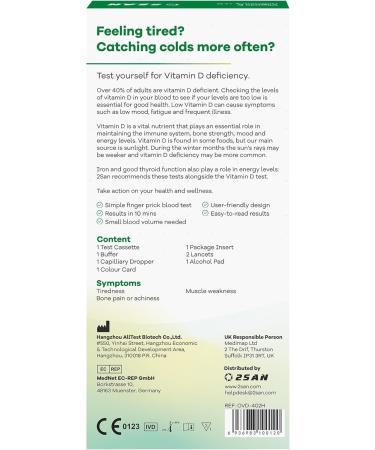 Alltest 2SAN Vitamin D Test Kit for Home Use Accurate Vitamin D Blood Test for Detecting Vitamin D Deficiency Single Pack - Buy Online on GoSupps.com