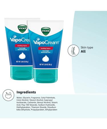 Vicks VapoCream 3oz Tubes - Soothing, Moisturizing Non-Medicated Vapor Cream - Buy Online on GoSupps.com