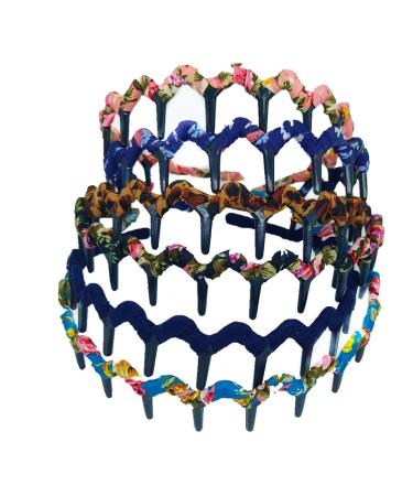 6Pieces Shark Tooth Wrapped Cloth Hairband Bohemia Style Plastic Teeth Comb Hair Hoop for Women Girls Headband Accessory