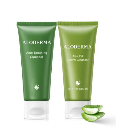 Aloderma Aloe Cleanser Set 2 Pieces - Soothing Cleanser Oil Controlling Face Wash