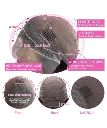 4GIRL4EVER 24 Inch Deep Wave Lace Front Wig Human Hair 180% Density 13X4 Frontal Wigs for Black Women - Pre Plucked with Baby Hair, HD Lace, Natural Black - Buy Online on GoSupps.com