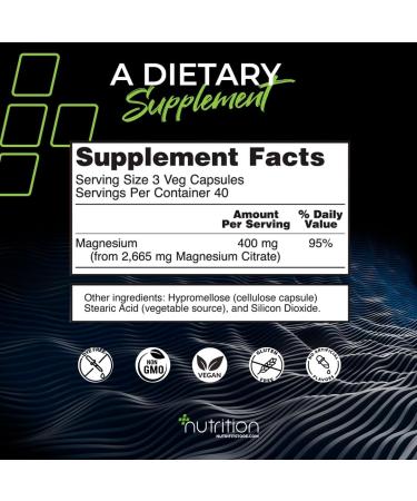 Nutri Plus Fit Magnesium Citrate Capsules - 400mg, 120 Count for Nutritional Health - Buy Online on GoSupps.com