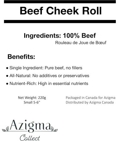 Beef Cheek Roll for Dogs Natural Chew Treat Small (5-6 inches) - Buy Online on GoSupps.com