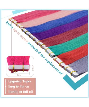 RUNATURE 18 Inch Pink Tape in Human Hair Extensions for Highlights | 25g Hot Pink Real Hair Tape Extensions - Buy Online on GoSupps.com