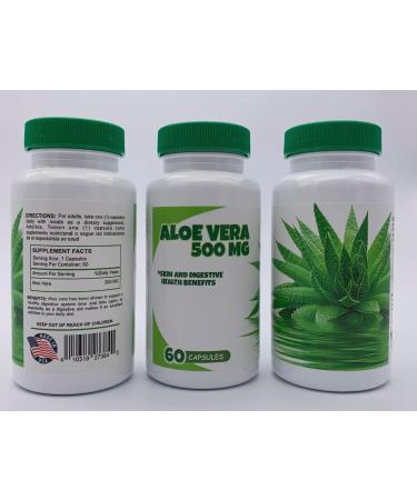 New Aloe Vera 500mg Extract Capsules Skin Detox Cleaning & Digestive Support Pills 60 Capsules 1 Bottle - Buy Online on GoSupps.com