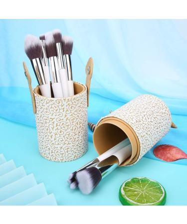 Portable PU Leather Makeup Brush Cup Holder - Travel Cosmetic Organizer - Apricot - Buy Online on GoSupps.com