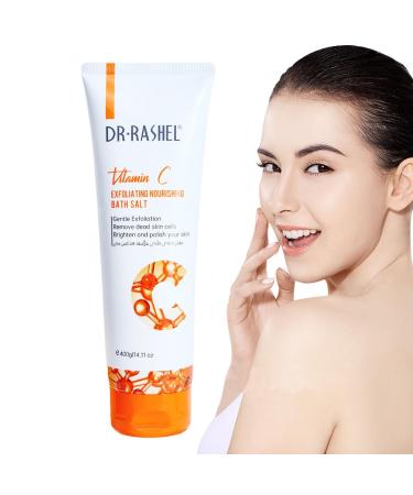 Brightening Body Scrub - Ultra Moisturizing Brightening Body Scrub with Vitamin C | Natural Salt Scrub 14.11oz for Body Care, Deep Cleansing & Pw tools
