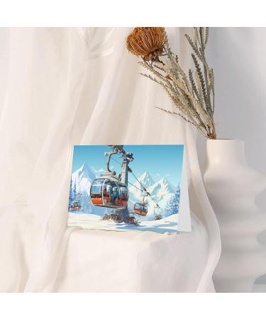 YYHWHJDE Red Winter Old Cable Ski Lif Printing High-Grade Pearl Paper Greeting Card : 4x6 In For Birthday Card Party Invitation Card Red One Size - Buy Online on GoSupps.com