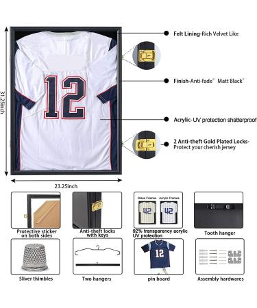 Temgee 2XL Jersey Display Frame - Large Black Matte Shadow Box Case for Sports Uniforms - 98% UV Protection Acrylic Glass - Perfect for Baseball, Basketball, Football, Soccer, Hockey Jerseys - Buy Online on GoSupps.com