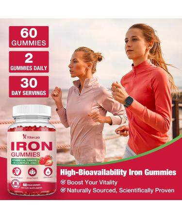 Yikecao Iron Supplement Gummies Vegan Iron Supplement for Women & Men Healthy Blood Energy & Immune Support Strawberry Flavor 60 Count - Buy Online on GoSupps.com