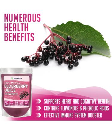 XPRS Nutra Organic Elderberry Juice Powder - Vitamin-Rich Elderberries Supplement - 8 oz - Buy Online on GoSupps.com