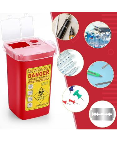 20 Pcs 1 Quart Flip Top Sharps Container - Small Portable Disposal Bin for Tattoo Parlors, Office, Barbershop, Home & Travel - Red, 6x4x3 - Buy Online on GoSupps.com
