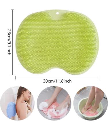 Leonshco Green Slip-Proof Silicone Massage Pad & Back Scrubber - Anti-Slip Shower Floor Mat with Suction Cups | Foot Care Brush & Peeling Scrubber - Buy Online on GoSupps.com