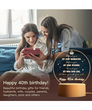Vetbuosa 40th Birthday Gifts for Women and Men 40 Years Old Birthday Gifts Night Light 1982 40th Birthday for Father Mother Friends Daughter Son Husband Wife Anniversary Ideas Night Lamp 40th Birthday Gifts Night Light - Buy Online on GoSupps.com