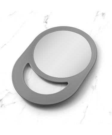 Zadro 10x7 Oblong Hand Mirror | Round Glass Handheld Mirror with Modern Ergonomic Handle | 6 Dia. Pill Shape Mirror | 10.5 x 7.5 Grey - Buy Online on GoSupps.com