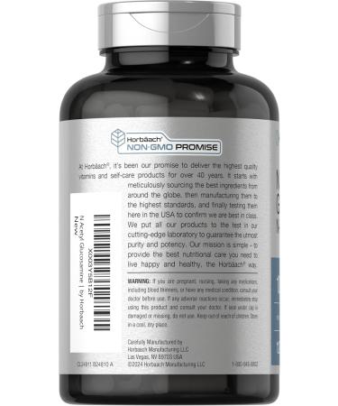 Horbaach N-Acetyl Glucosamine 1000 mg | 120 Capsules | N-A-G Supplement Pills | Non-GMO & Gluten Free - Buy Online on GoSupps.com