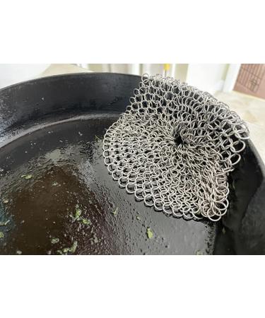 Chain Mail Cast Iron Scrubber 7x7 - Metal Cleaner for Cast Iron Pans, Skillets, Woks, Griddles, and BBQ Grills - Buy Online on GoSupps.com